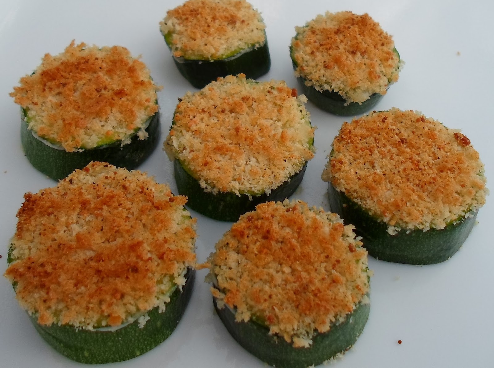 Happier Than A Pig In Mud Panko and Parmesan Topped Zucchini Appetizer