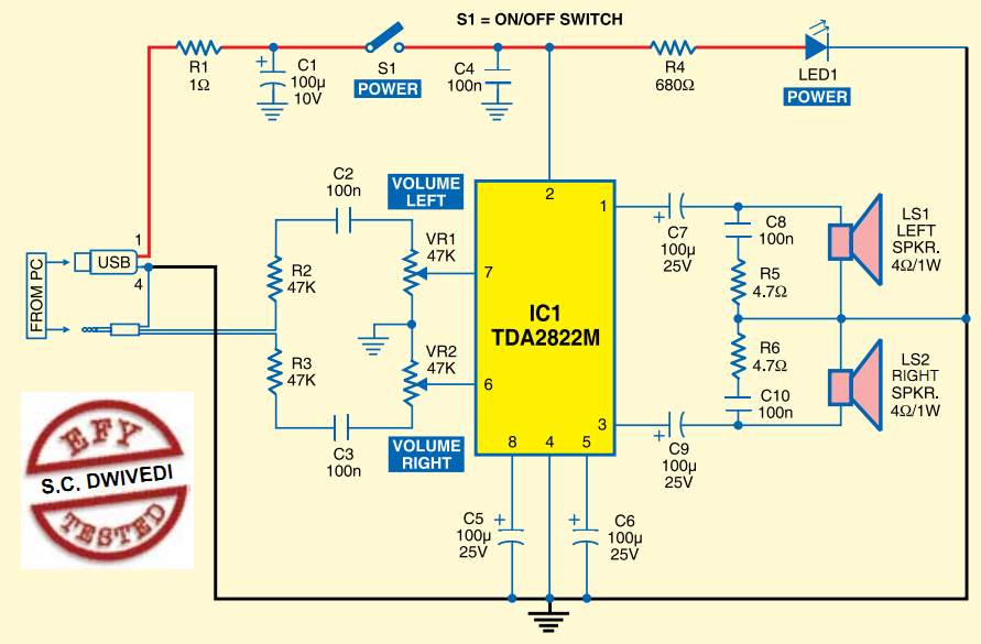 Schematics Active Speaker For PC or Laptop - Edukasi Elektronika