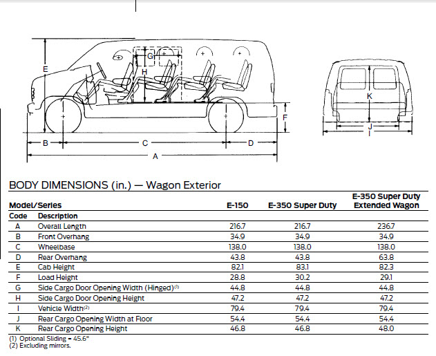Ford econoline passenger van dimensions #5