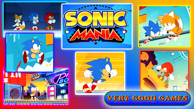 A banner for the review of Sonic Mania - a game with the popular hedgehog, made for computers, PS4, Xbox One, Nintendo Switch
