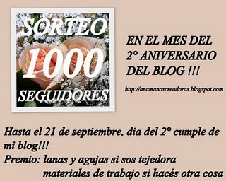 SORTEO EN LO DE ANAMA:1000 SEGUIDORES!!!!♥