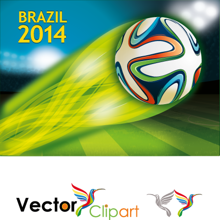 Estadio y balon con estela Brasil 2014 - Vector