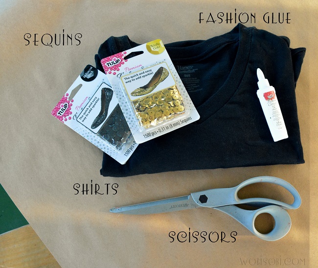 WobiSobi Gold and Black, Sequin Shirt DIY