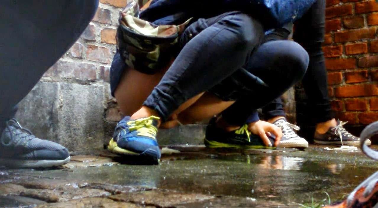 Shy Amateur Girl Peeing In Public Place