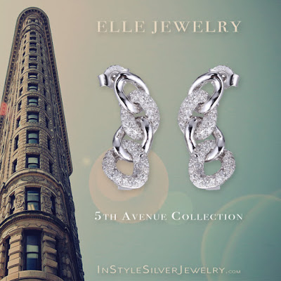 ELLE Jewelry 5th Avenue Pave Links Post Earrings