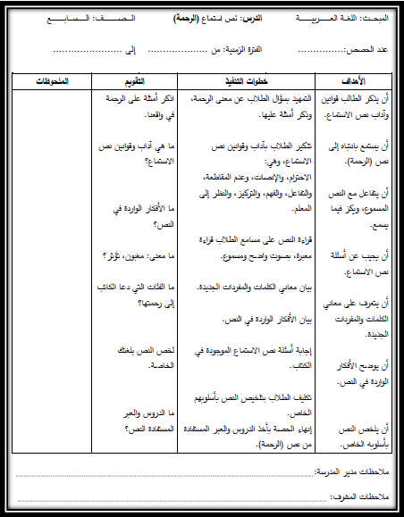 تحضير لغة عربية للصف السابع الفصل الأول - المكتبة الفلسطينية الشاملة