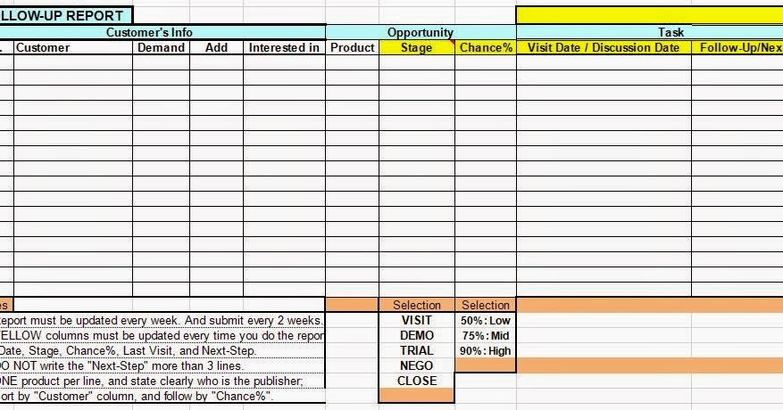 Customer Follow Up Excel Spreadsheet