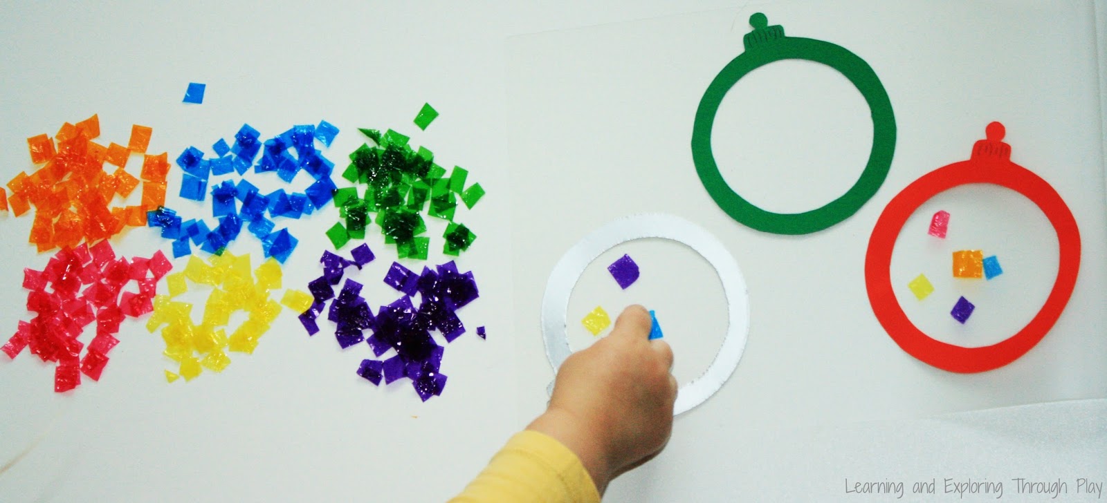Learning and Exploring Through Play Christmas Bauble Suncatchers