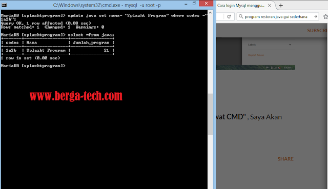 Kumpulan Perintah query MySQL menggunakan CMD (Command Prompt) dari "Berga tech"