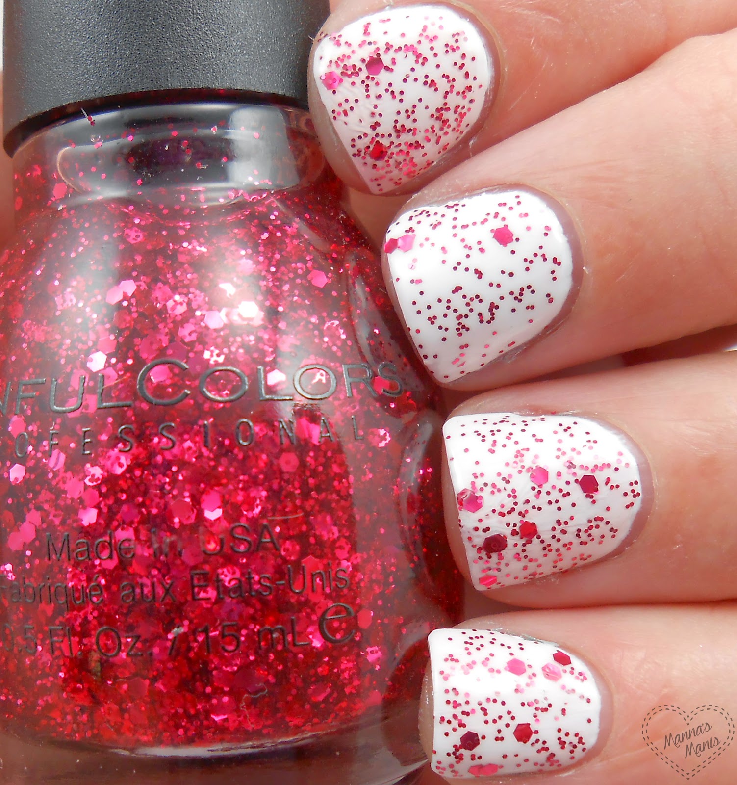 sinful colors decadent, a red glitter nail polish