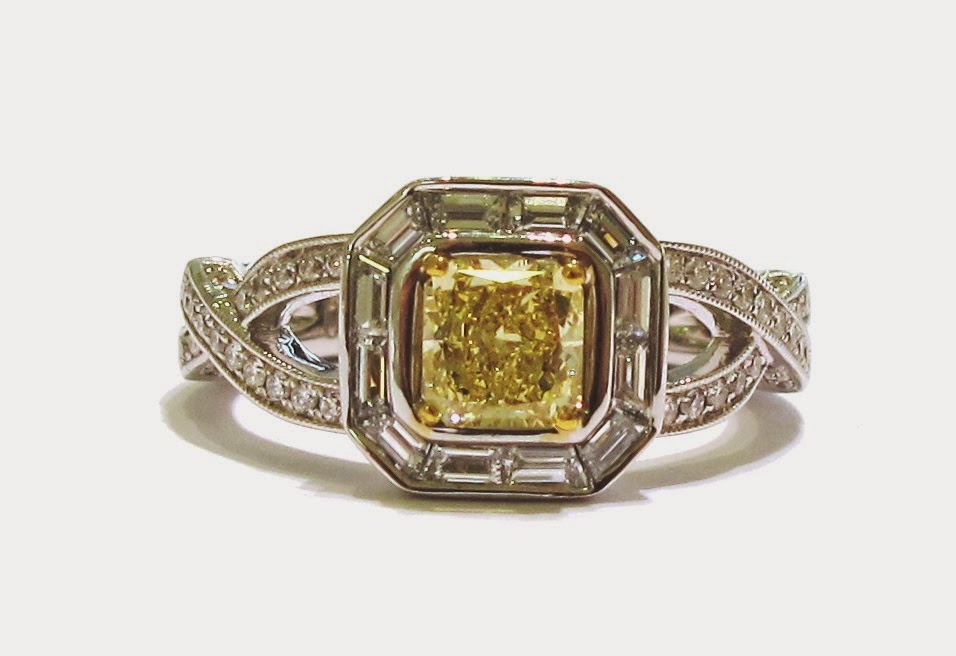White Gold and Radiant Yellow Diamond Ring