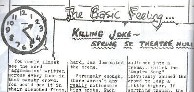 Review of Killing Joke from 1983 in Kindred Spirit fanzine