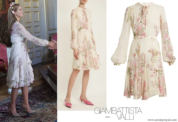 Princess Madeleine wore Giambattista Valli Garden Butterfly-print silk-georgette dress