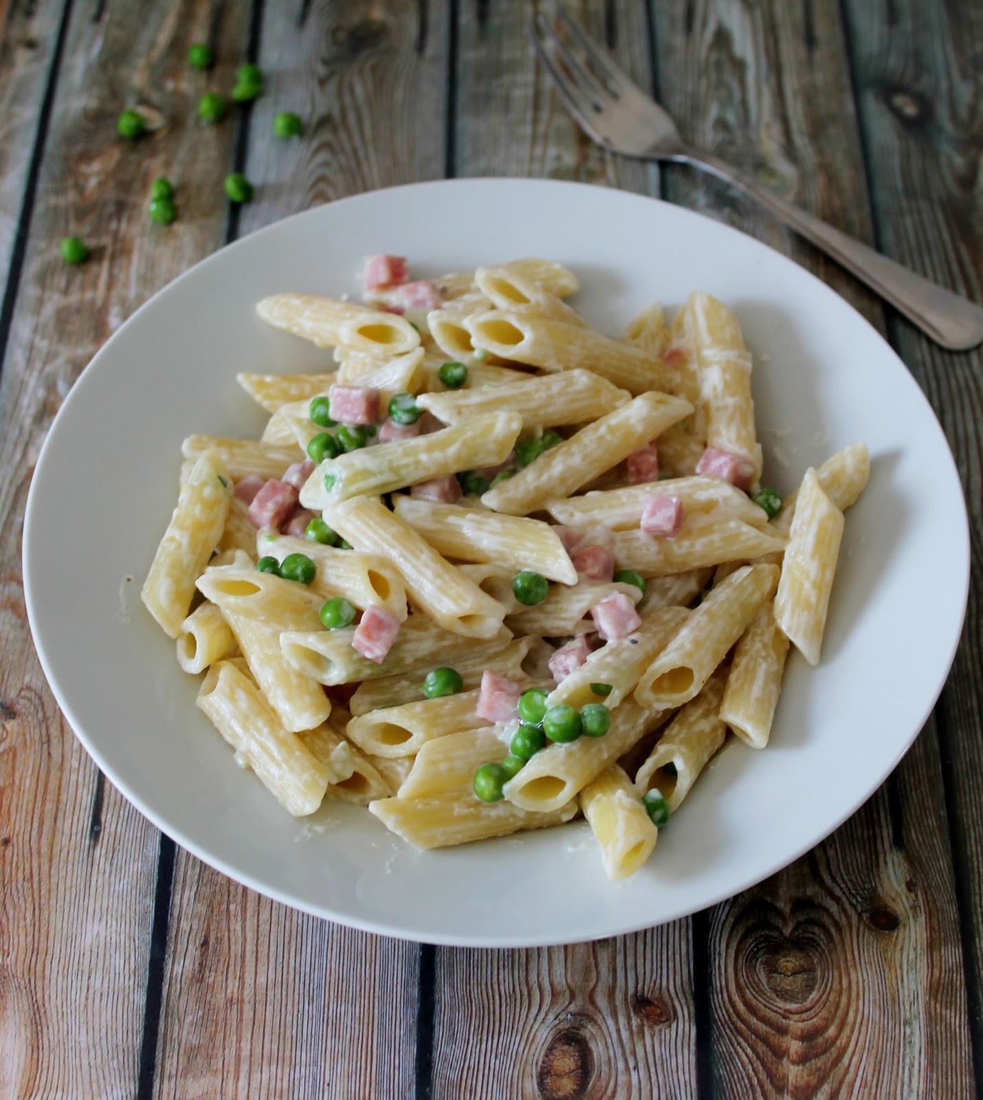 Penne jambon & petits pois