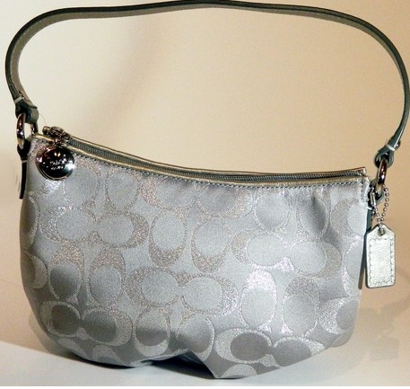 COACH Signature Metallic Silver Handbag Purse. - Azurebagz