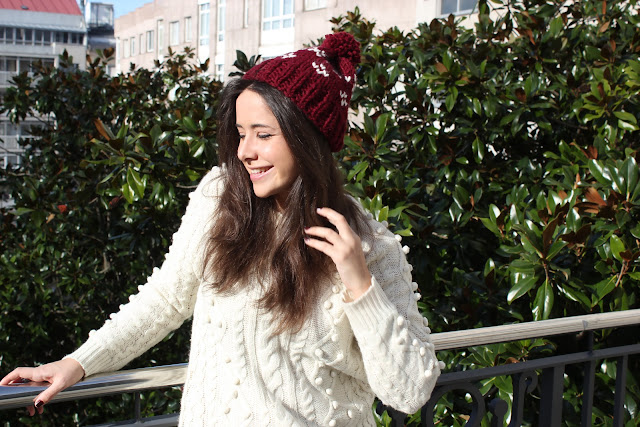 DIY gorros de lana dos agujas