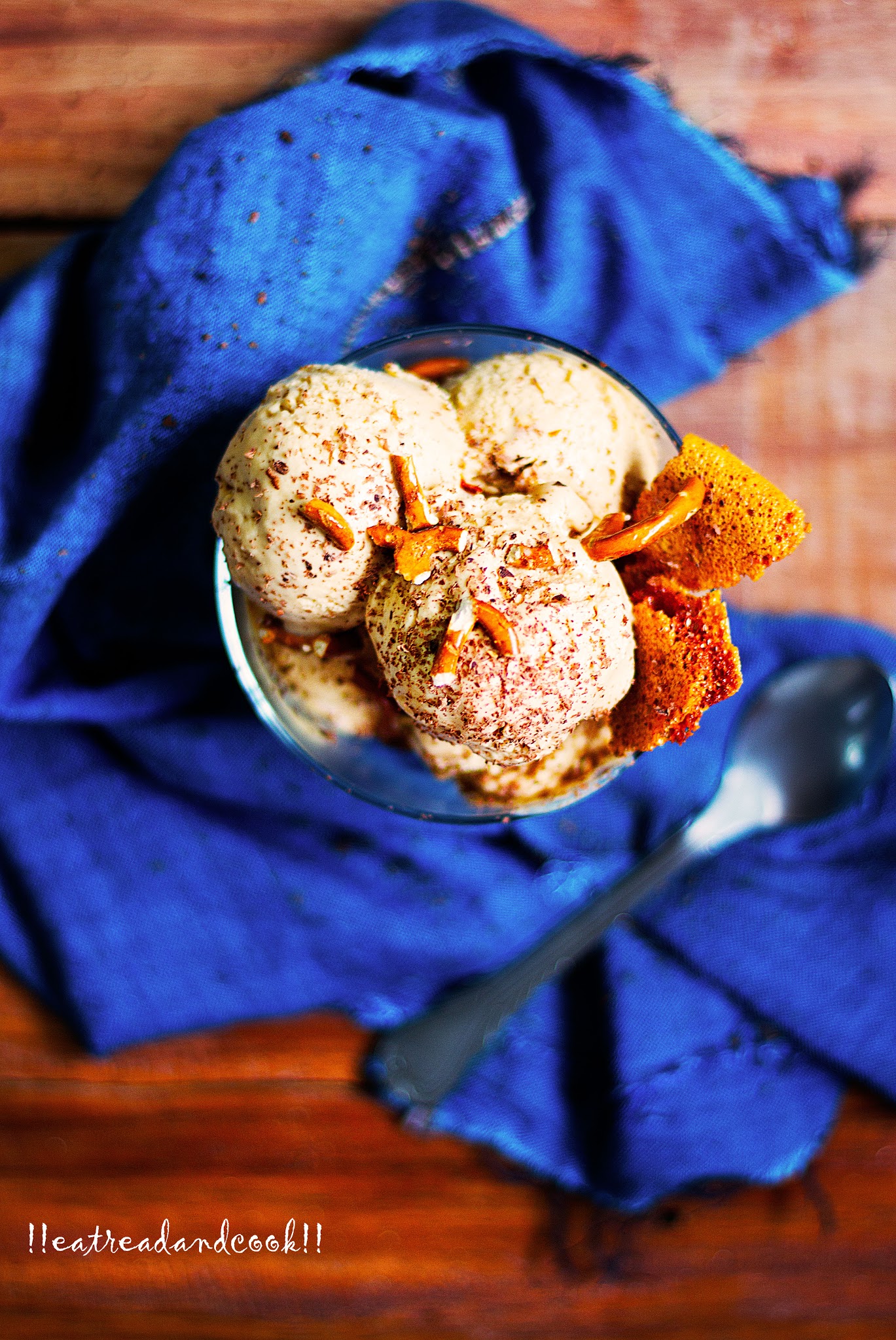 Salted Caramel Ice Cream with Pretzels and