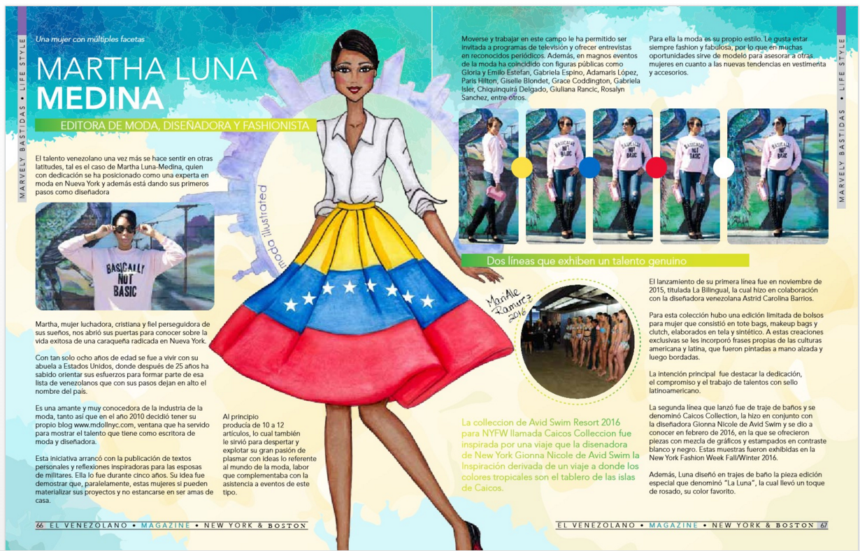 Martha Luna-Medina (MDollNYC) 4 Pages for El Venezolano Magazine