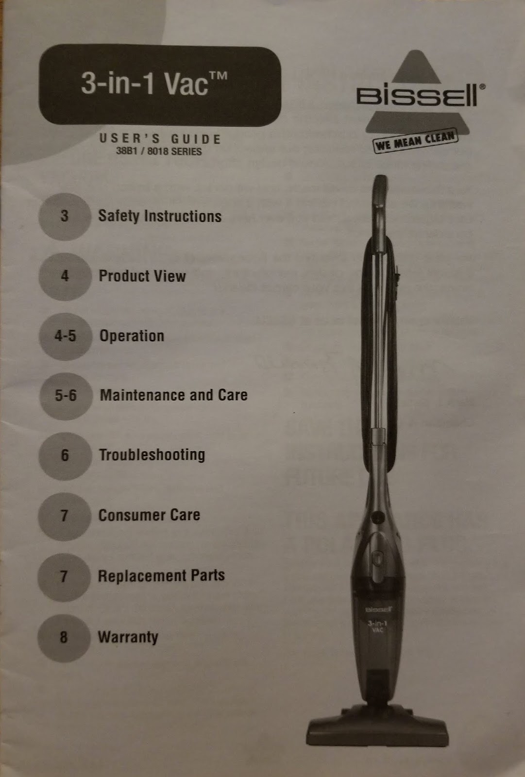 Find Your Manuals Here... Bissel 3In1 Vac Users Guide