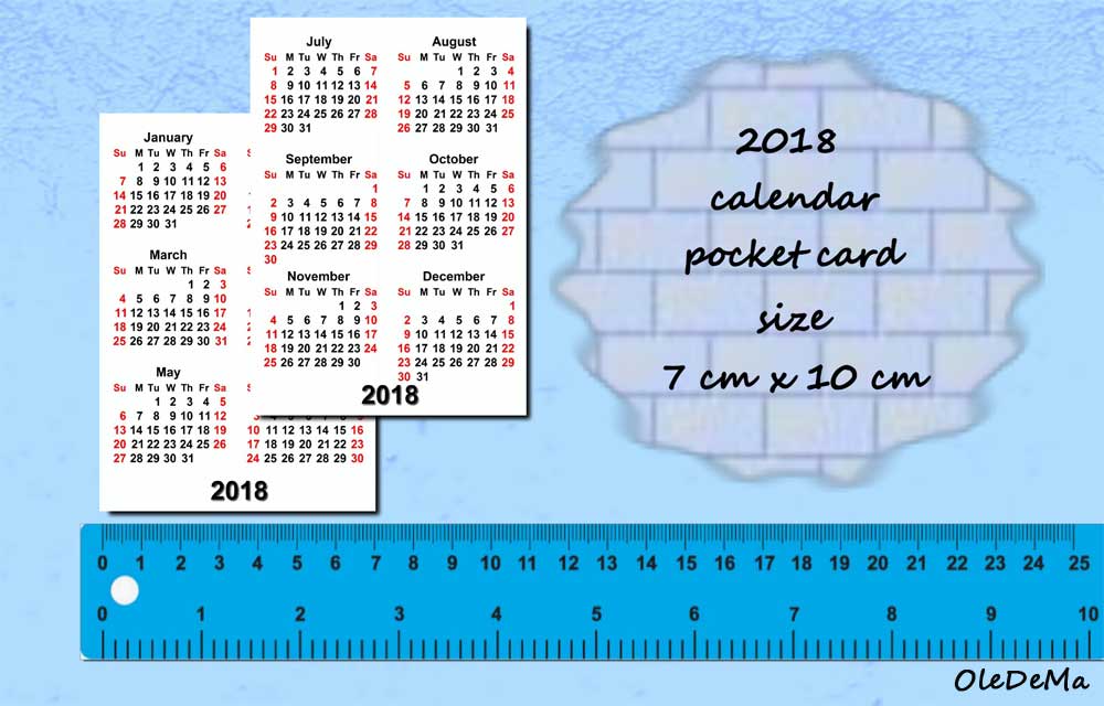 Mini calendars (wallet/pocket size 7x10 cm)