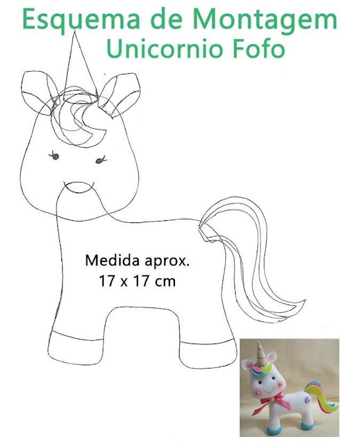 molde de unicórnio em feltro como fazer