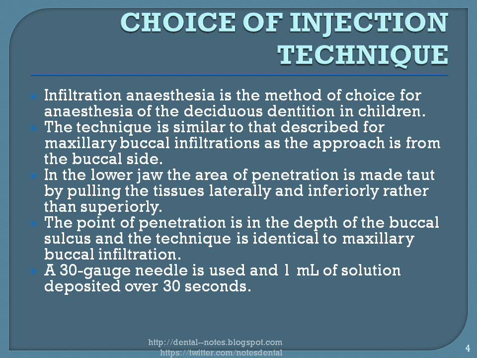 Dental Notes Local Anesthesia For Children NOTES