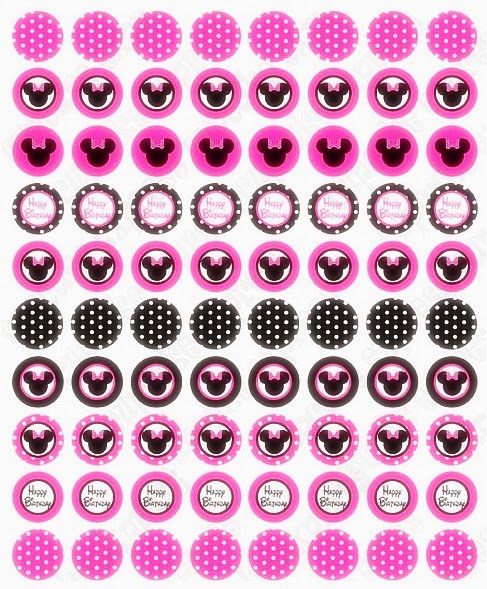Mini Kit de Minnie Mouse Fucsia y Negro para Imprimir Gratis. Mini Kit de Minnie Mouse Fucsia y Negro para Imprimir Gratis.