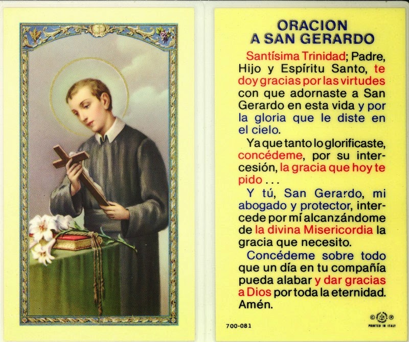 ORACIONES Y ESPIRITUALIDAD Oración a San Gerardo de mayela para