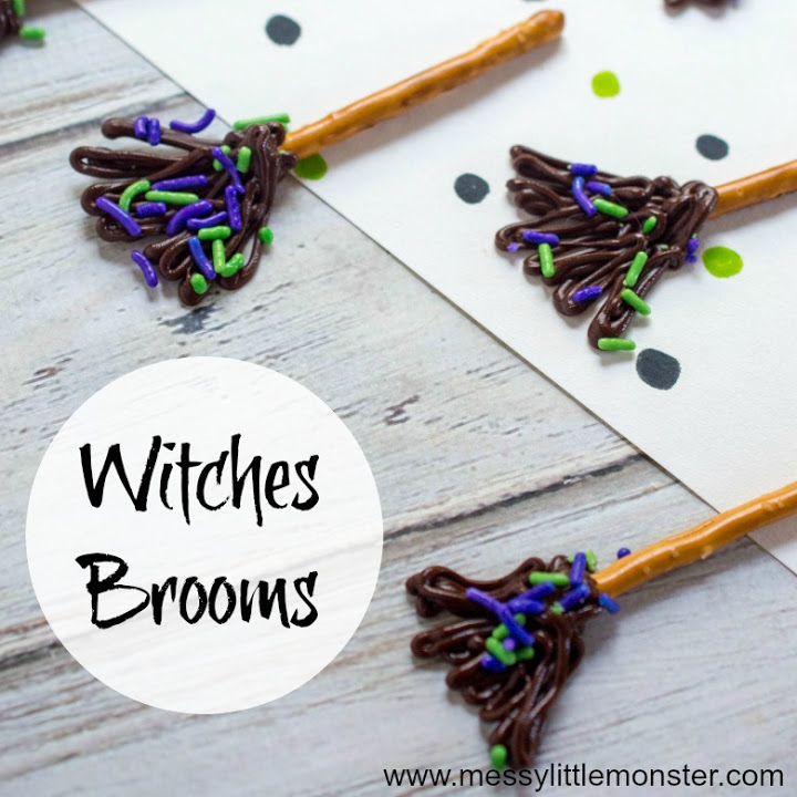 Easy Halloween Treats for Kids - chocolate witches brooms