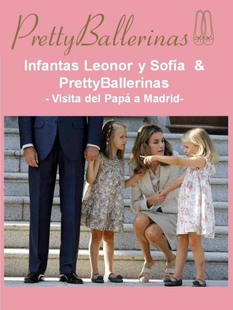 Las Infantas Leonor & Sofía luciendo diseños de PrettyBallerinas durante la visita del Papa Benedicto XVI. Estupendo apoyo a la moda e industrías nacionales.