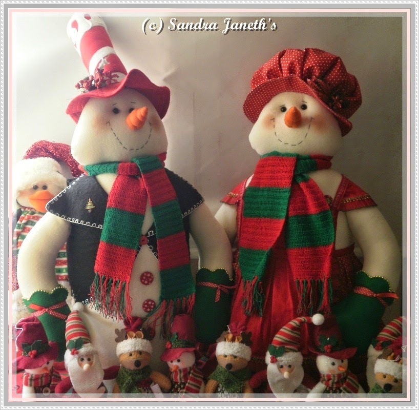 Muñecos Navideños. Pareja Muñecos de Nieve