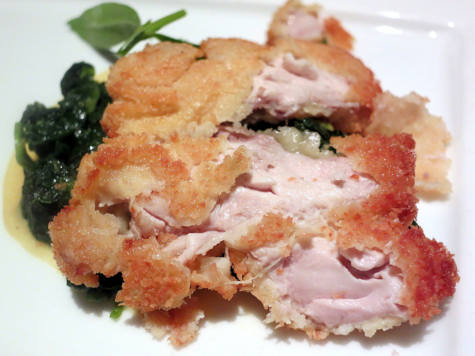 Start with brain food goldenfried and served with spinach, these veal