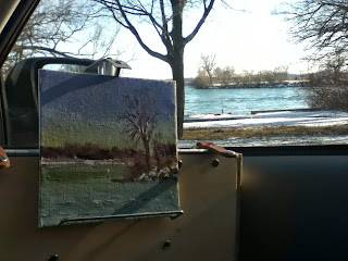 painting in the car, Goat Island, Schifano