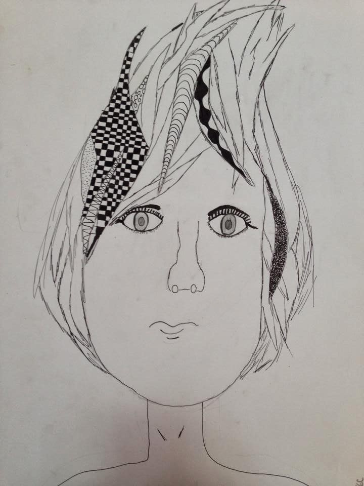 Visual Arts Crazy Hair Line Portraits