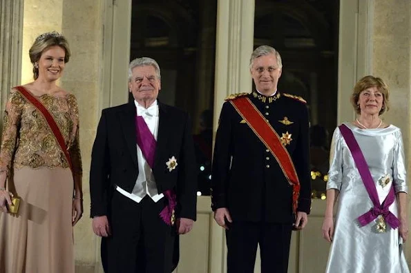 Queen Mathilde and King Philippe of Belgium hosted an state banquet in honor of German president Joachim Gauck and his partner Daniela Schadt