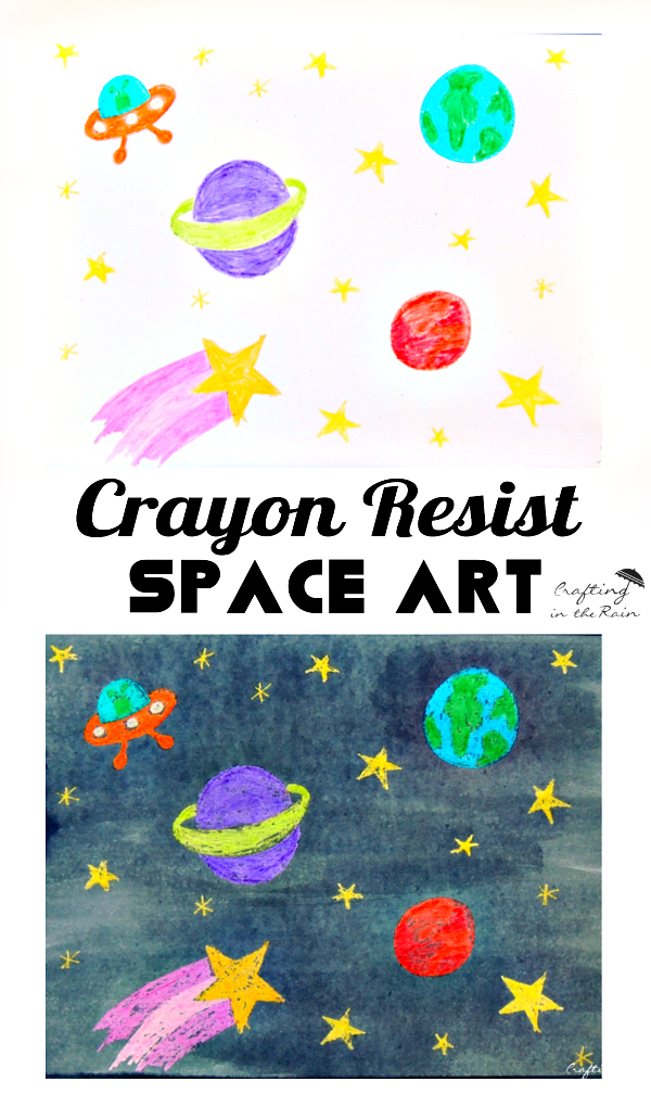 Space Art Crayon Resist | Crafting in the Rain