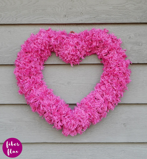 Fluffy Valentine Heart Wreath by Fiber Flux