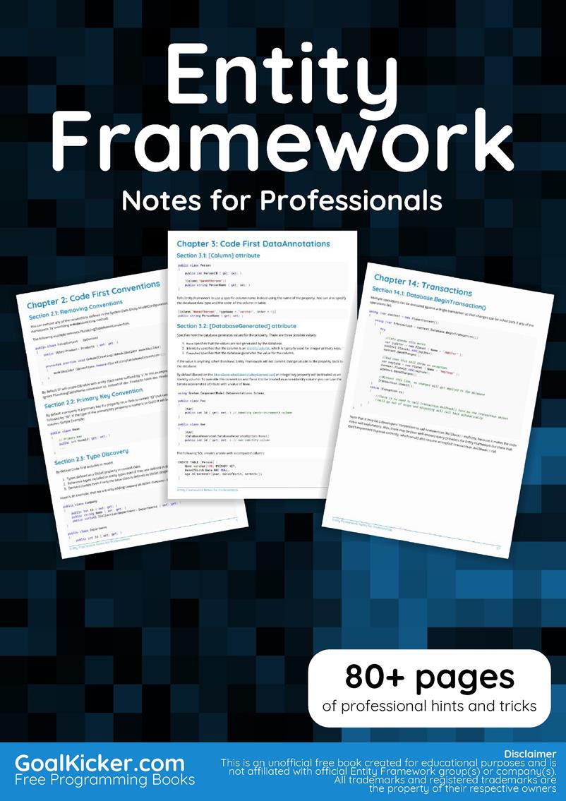 Entity Framework Notes for Professionals | Free Libros