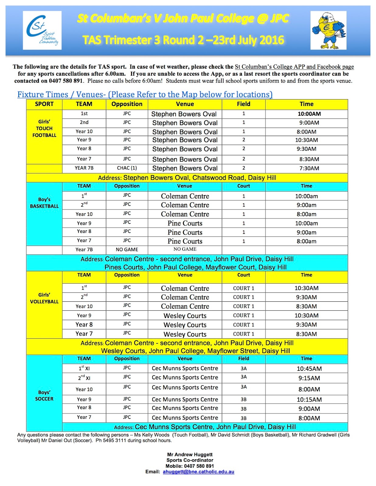 St Columban's College TAS TRIMESTER 3 ROUND 2 VS JPC JPC