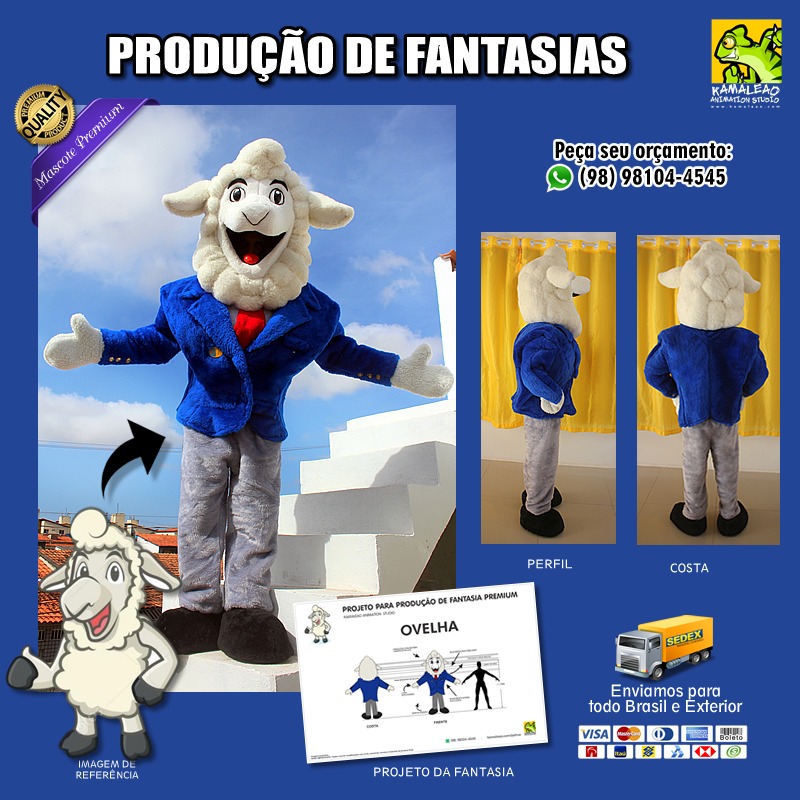 Mascote Fantasia de Ovelha Cabra Carneiro