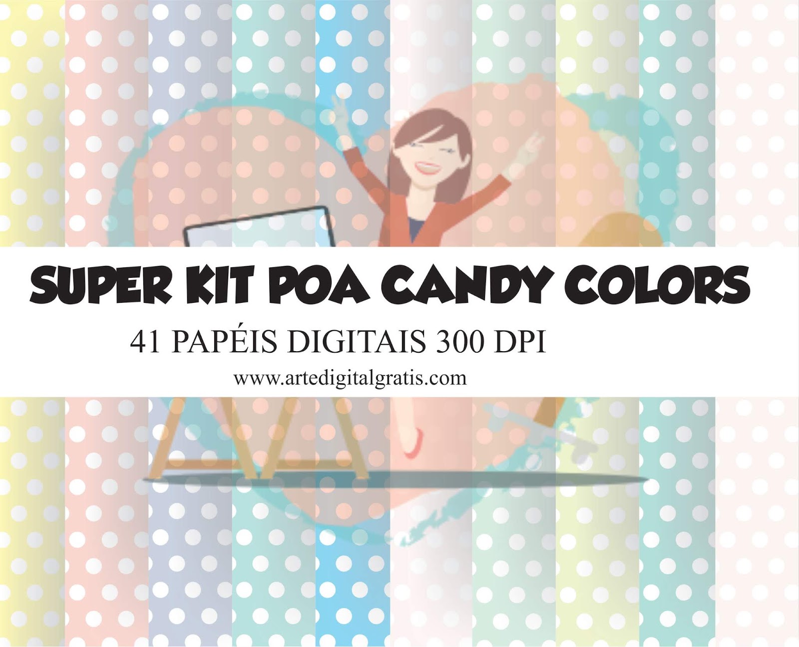 SUPER KIT DIGITAL POÁ CANDY COLORS GRÁTIS Artes Digitais Grátis