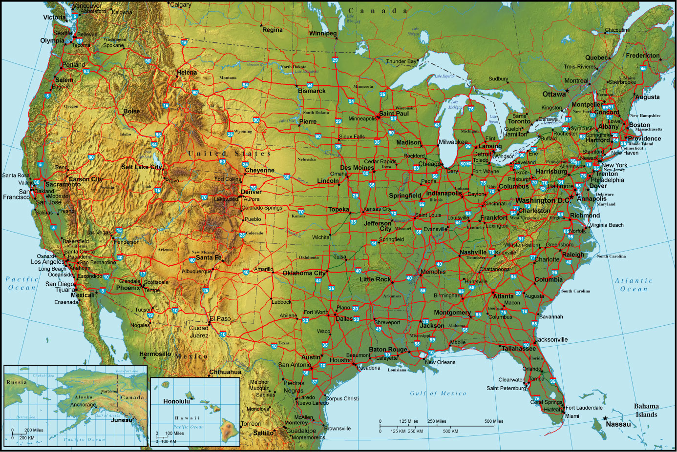 us physical map