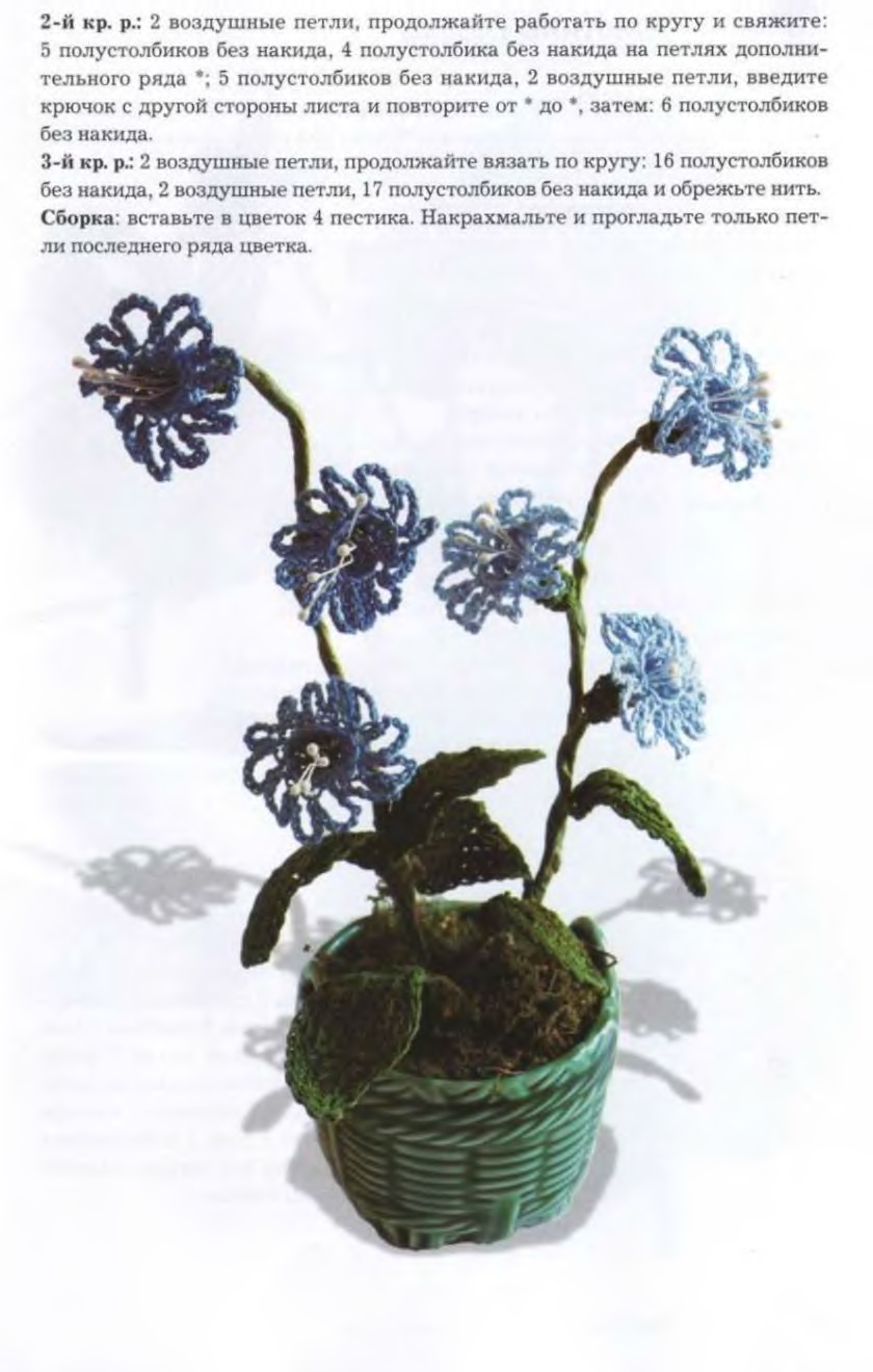 Цветы в горшках крючком схемы и описание