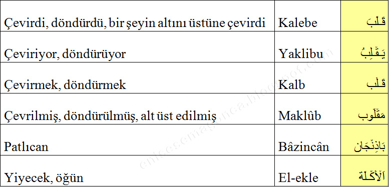 ARAPÇA - ARABİC LANGUAGE : MAKLUBE NEDİR, NASIL YAPILIR