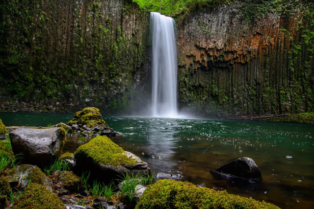 Rocks Covered With Green Moss Near Waterfalls Islamic Ts