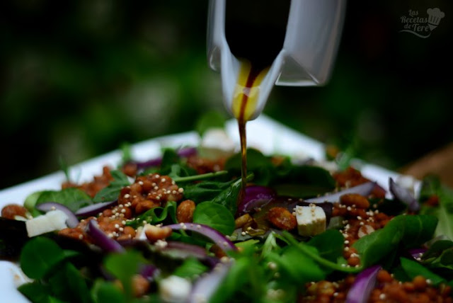 Ensalada de brotes y lentejas, receta casera