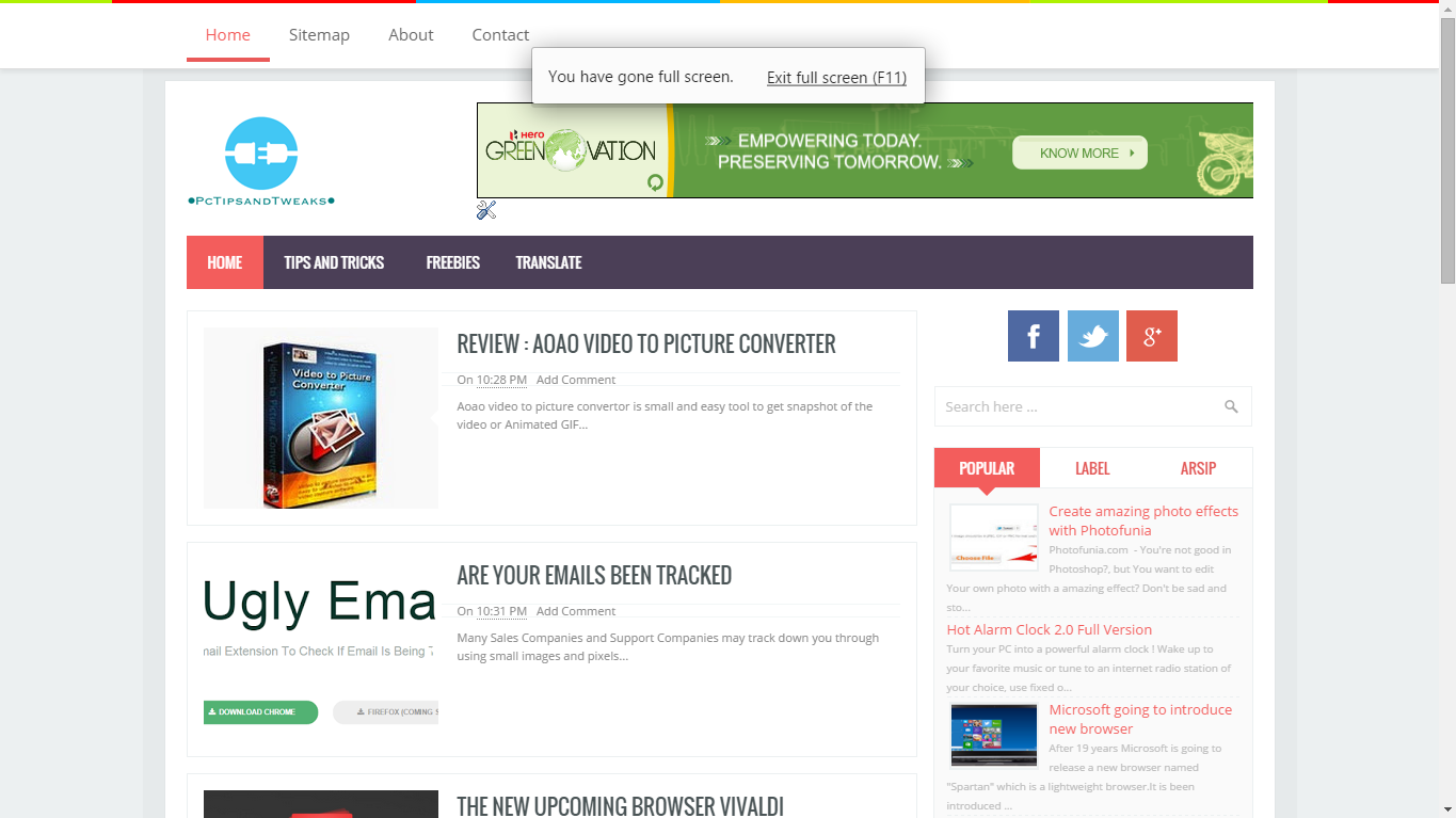 Make your Browser Full Screen Pc Tips and Tweaks