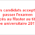 Liste des candidats acceptés pour passer l'examen d'accès au Master au titre de l'année universitaire 2017-2018