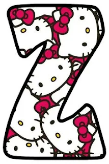 Abecedario lleno de Caras de Hello Kitty. Alphabet Filled with Hello Kitty Faces.