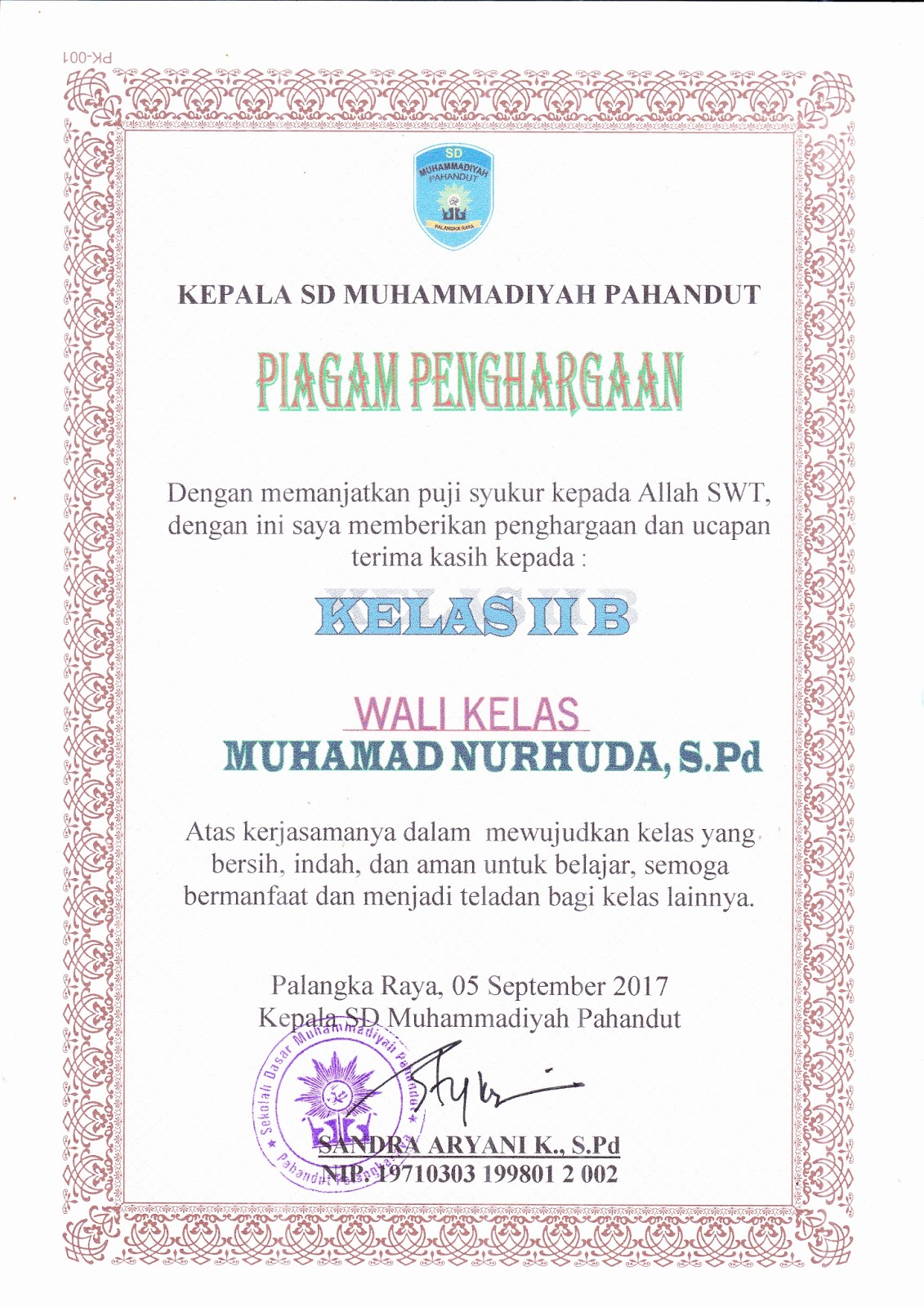 Juara Kelas Terbersih September 2017 Sd Muhammadiyah